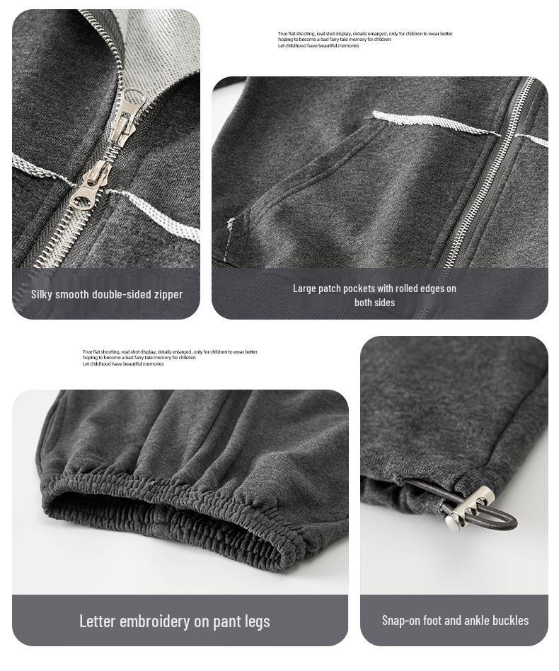 Fairy Tale Memory 2025 Boys' Spring/Autumn Double Zipper Hoodie & Sweatpants Set