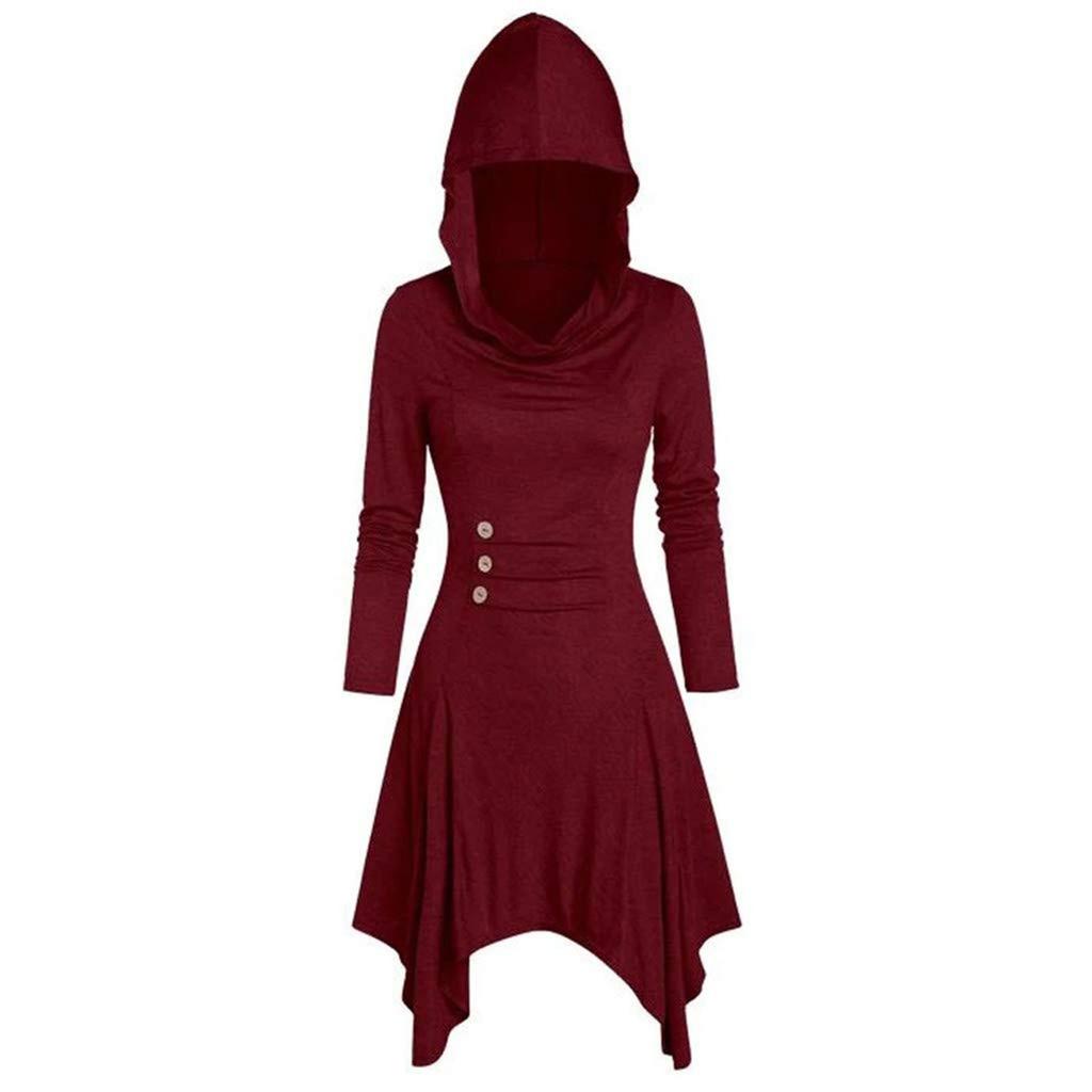Women Costumes  Hooded Vintage Pullover High Low Bandage Long Dress Cloak