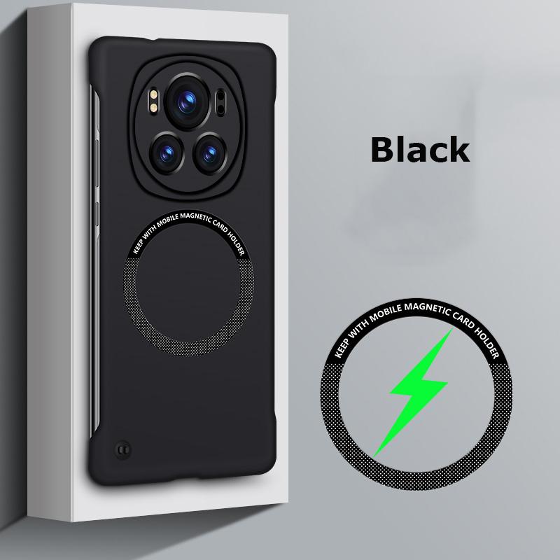 

Безрамный матовый магнитный чехол для ПК для Honor Magic 6 5 4 3 Magic6 Magic5 Pro, автомобильный адсорбционный противоударный чехол для беспроводной зарядки, чехол Magic6 Pro чёрный