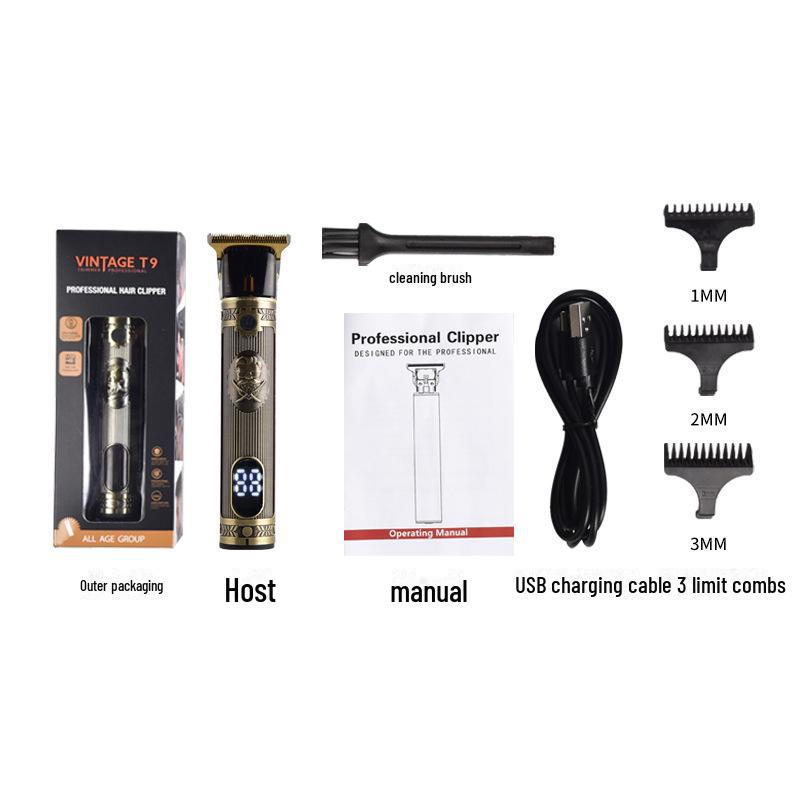 Electric Hair Clipper and Trimmer - Stainless Steel, Oil Head, Carving, Shaving