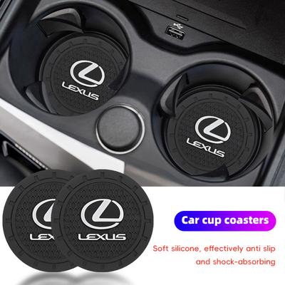 2Pcs Car Water Cup Mat Rubber Anti Noise Coaster Accessories For F-SPORT ES RX NX LS UX LM LX GX LC RZ IS CT GS RC HS SC