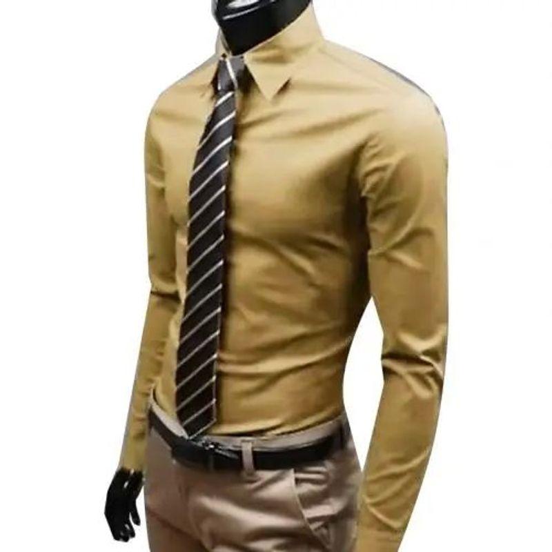

Men s Long Sleeve Solid Color Shirt Men Long Sleeves Polo Collar Solid Color Shirt Khaki XXXL