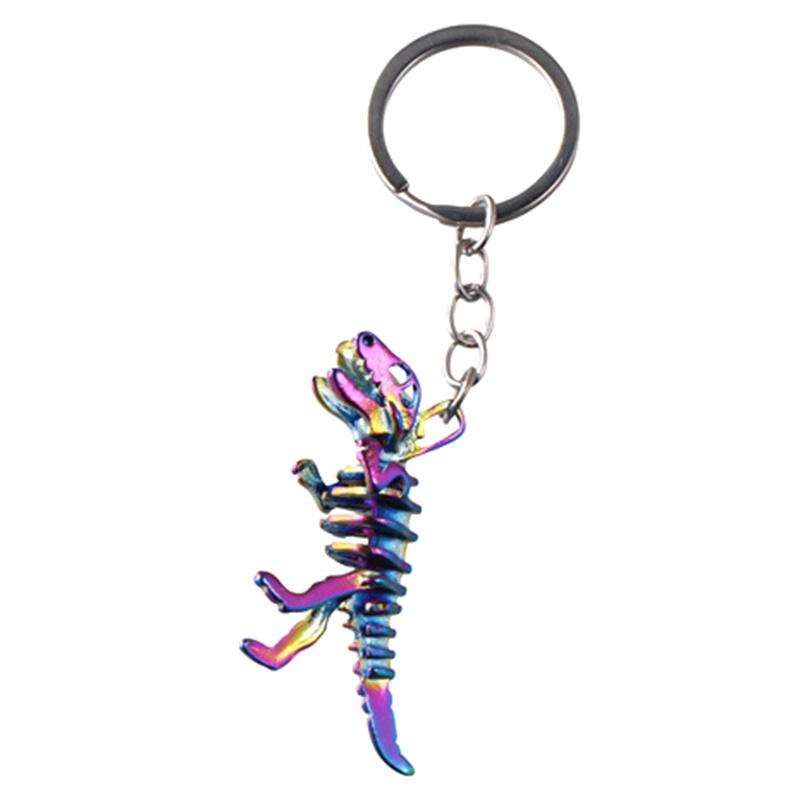 1Pc Alloy Colorful Skeleton Dinosaur Key Chain Holiday Gift Pendant Key Chain Car Key Bag Charm Accessories
