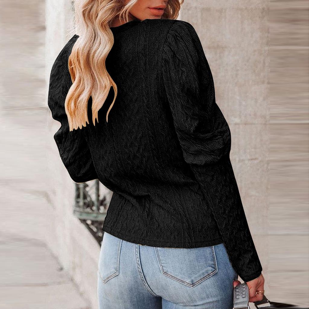Womens Pullover Casual Knit Sweaters  Long Sleeve Crewneck Sweater Tops