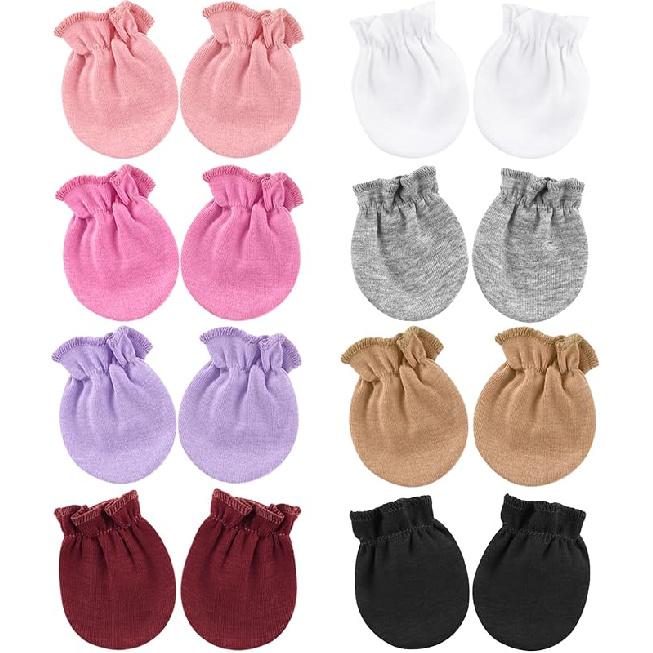 BQUBO Newborn Infant Toddler Mittens No Scratch Cotton Elastic Wrist Gloves Hypoallergenic for 0-6 Months Baby Boys Girls