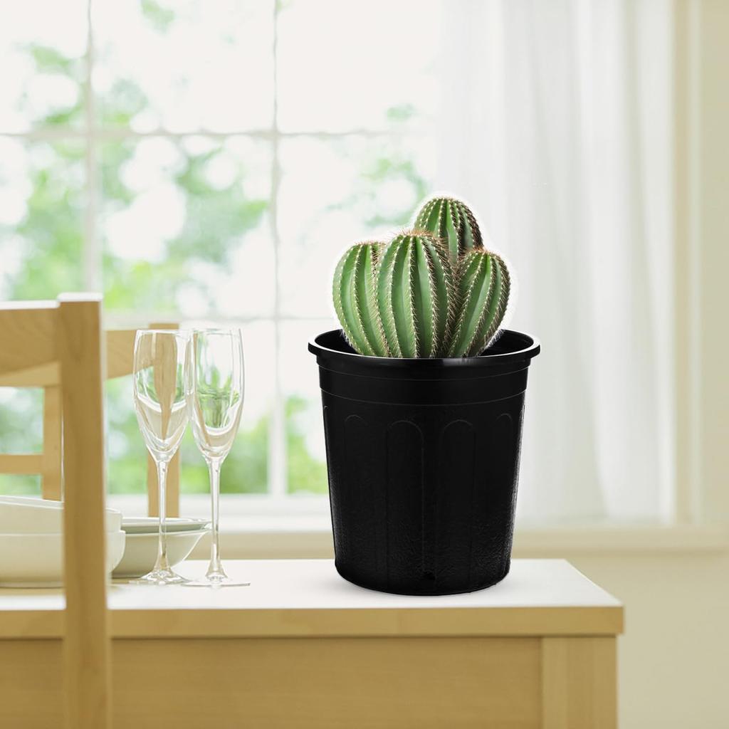 Milisten Plastic Black Flower Pots, 10-Piece Set, Seedling Pots, Planter for Succulents, Plant Pots, Planter for Indoor Gardening