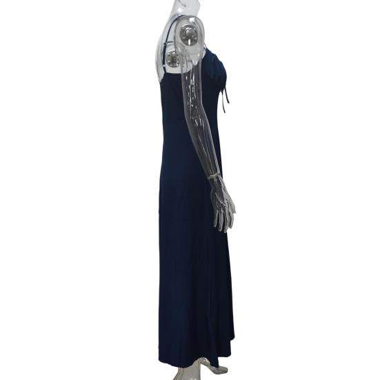 Γυναικείο Καλοκαιρινό Μακρύ Φόρεμα Sundress Ψηλόμεσο Δέσιμο Μπροστά Α-Γραμμή Αέρινο Φόρεμα Αμάνικο Με Λεπτές Τιράντες Boho Παραλίας Μακρύ Φόρεμα