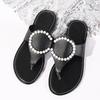 Fashion Plus Size 2025 Summer New Women's Flip Flops Slippers Outdoor Low Heel String Bead Sandals High Quality Daily Beach Slippers