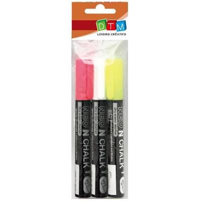 Markers - Neo'N' - Chalk - 3 Colors - 6 Mm Tips - Indelible