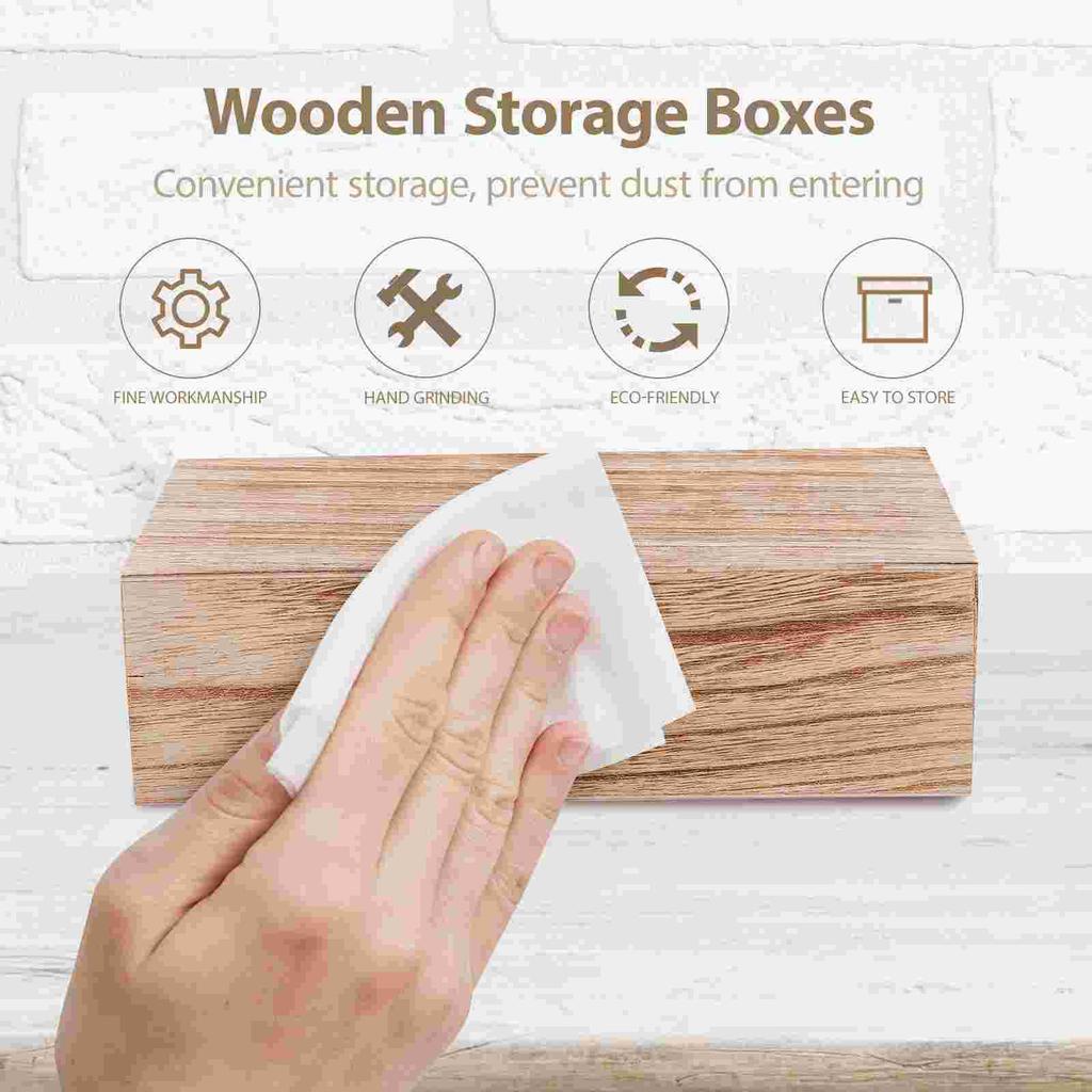 1 Set 2Pcs Retro Wooden Gift Packing Boxes Creative Oblong Gift Storage Boxes Jewelry Box Preserved Flower Box