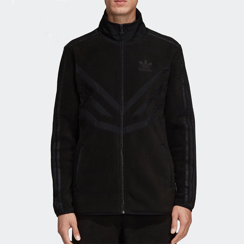 adidas Originals P Fleece Tracktop Sports Logo Casual Velvet Warm Stand Collar Jacket Men Jacket Black EC3675