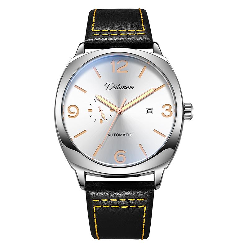 Men's Watches Classic Original Automatic Mechanical Watch for Man Leather Strap Mineral Glass Waterproof Luminous Date