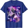 Cosmic Wolf Howling Graphic Tee Men Casual Round Neck Breathable Cotton Print Tshirt