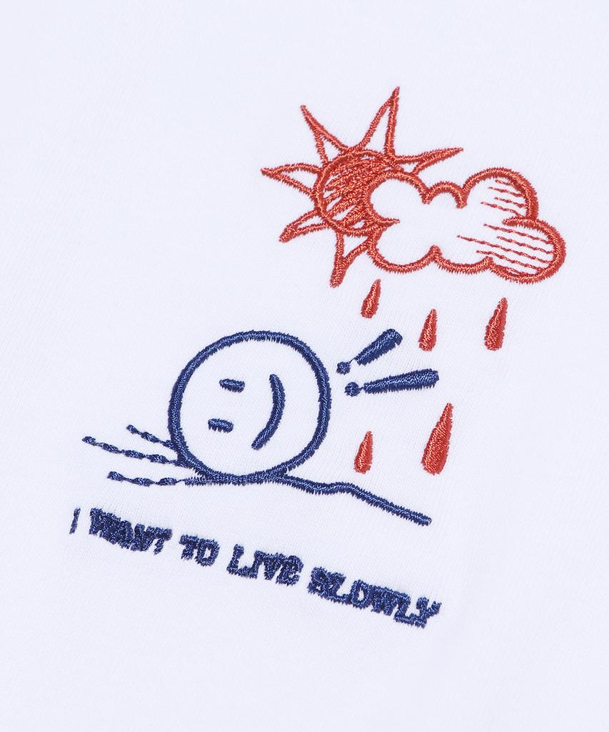 CPGN STUDIO Love Slowly Embroidered Short Sleeve White