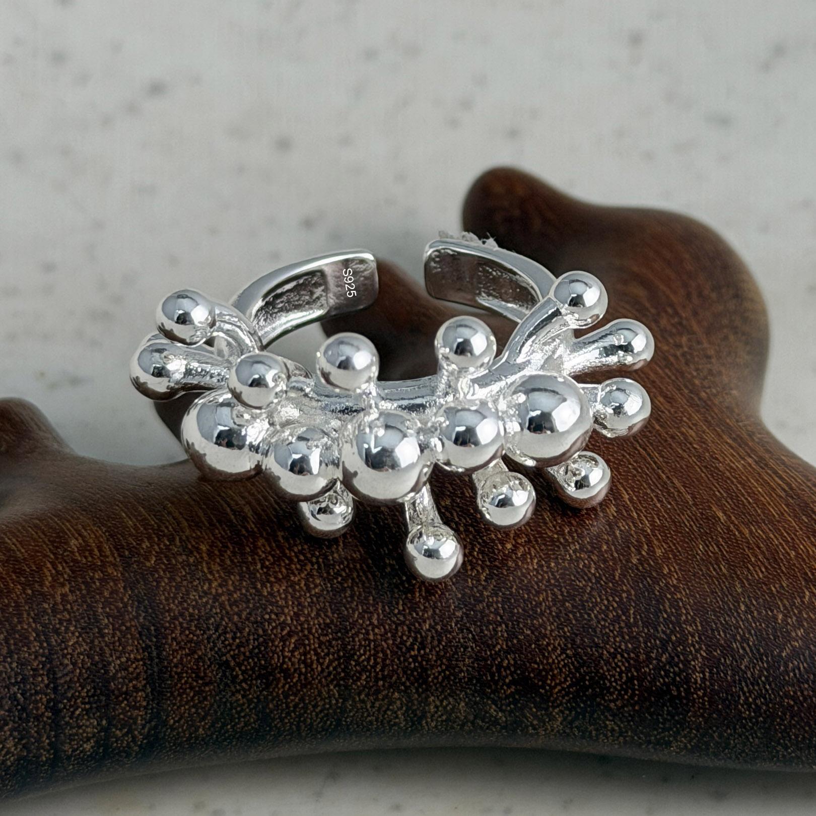 

925 Sterling Silver Rings for Women Couple Minimalist Handmade Simple Pistil Flower Ring Fine Jewelry Gift Prevent Allergy resizable