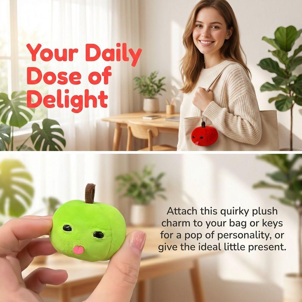Green Creative Keyring Soft Plush Backpack Pendant Purse Charm Red Fruit Plush Keychain Bag