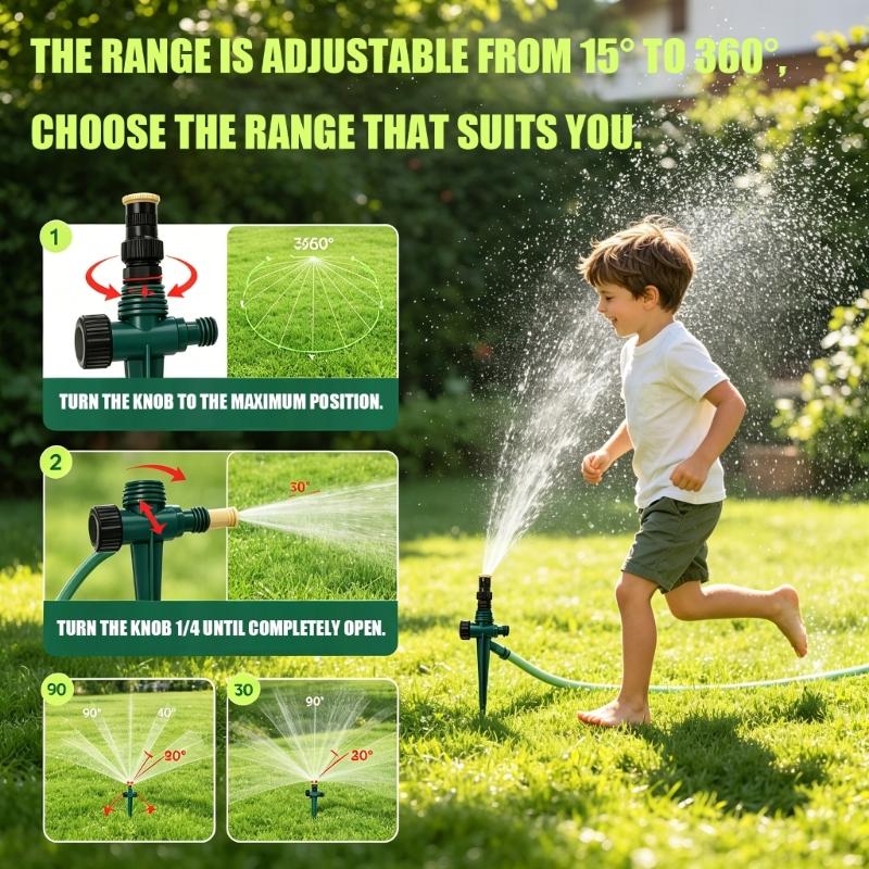 Garden Irrigation Sprinkler Set 21Piece Ground Stake Watering Kit with 360°Adjustable Sprayer Heads and Connectors