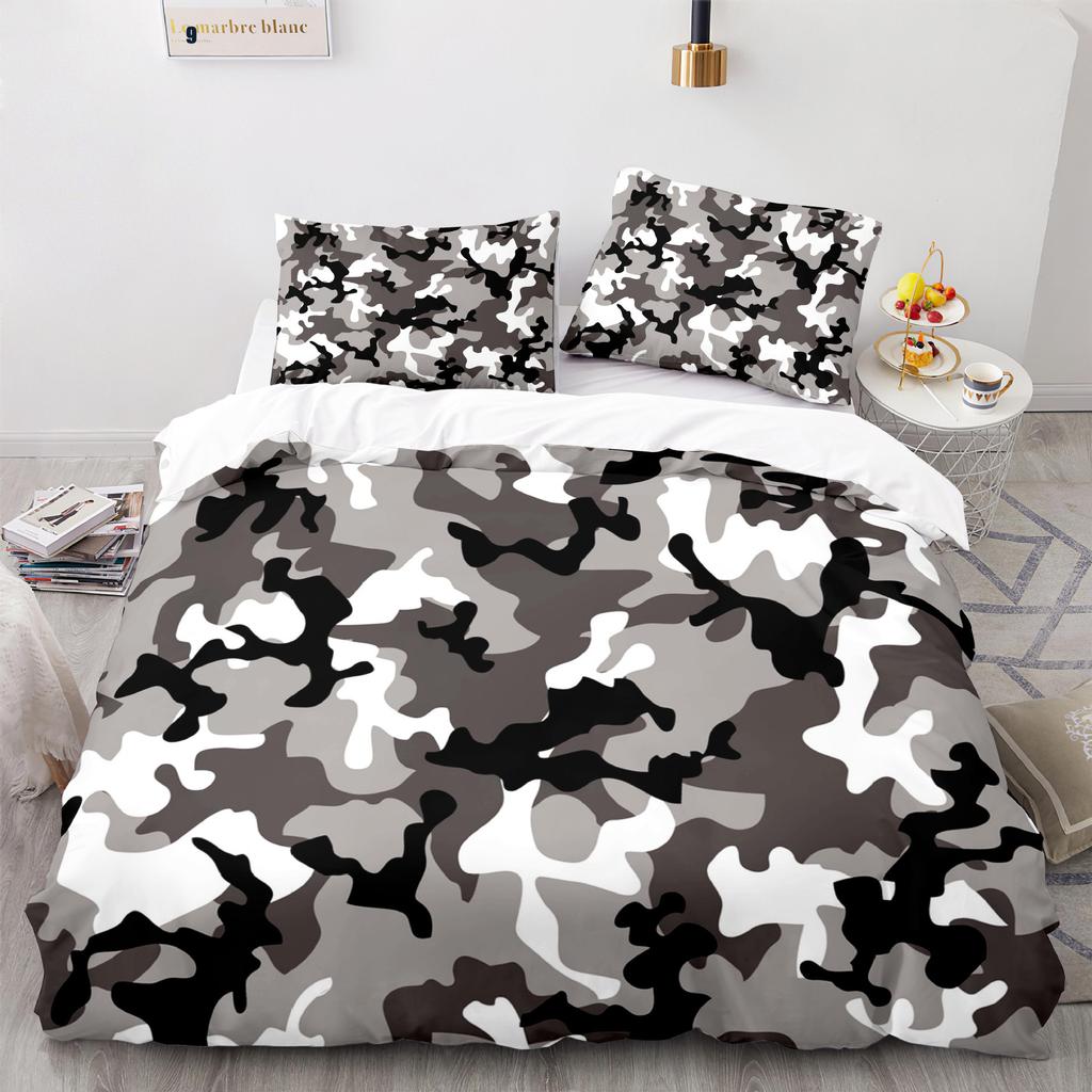 Home Textile Camouflage Quilt Cover Digital Printing Three-Piece Set 3D