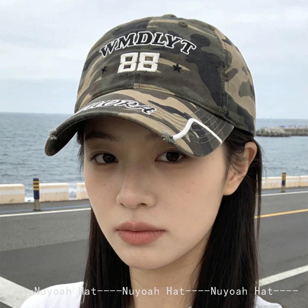 And Women American Vintage Camouflage Embroidered Letter Prints Baseball Caps Sun Protection Street Style All-Match Hip-Hop Peaked Hats Fashion