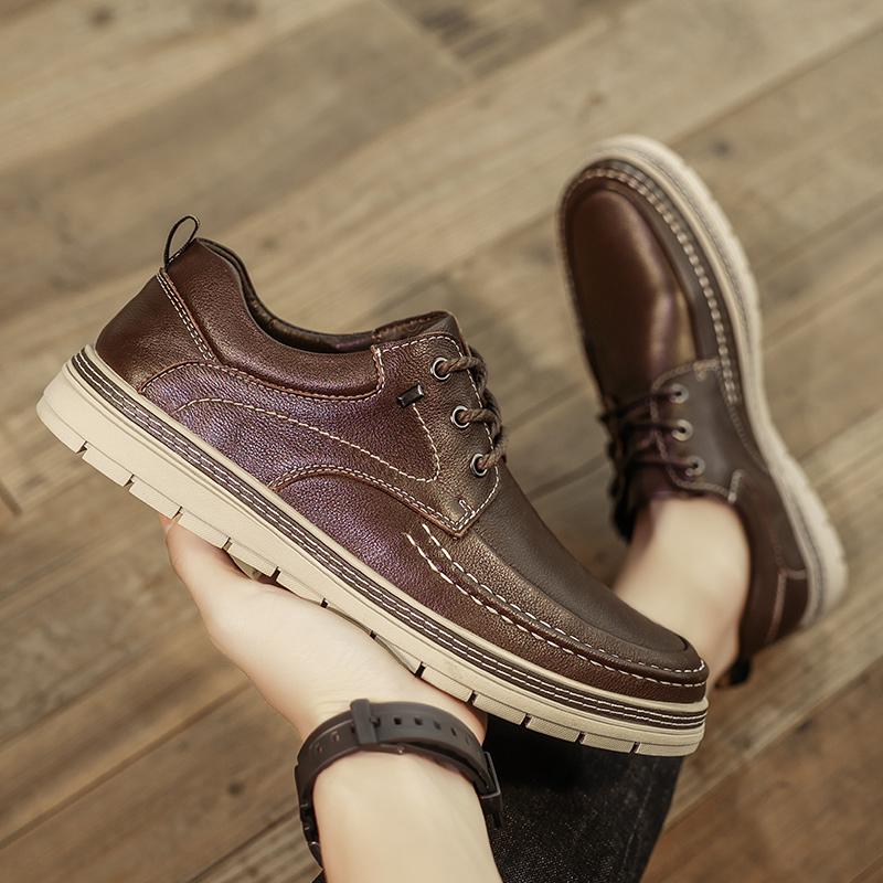 Genuine Leather Men Shoes outdoor Casual Soft Men Sneakers Breathable Lace Up Fashion flats oxfords Personality Men's Shoes