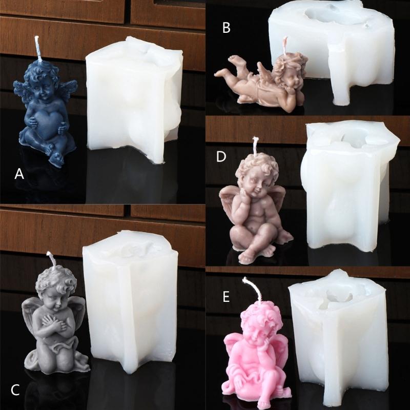 Silikonová forma na andělskou svíčku ručně vyráběná okřídlená forma na svíčku s vůní anděla DIY dortová forma na čokoládové mýdlo Pryskyřice na výrobu svíček