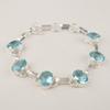 Sky Blue Topaz Gemstone 925 Sterling Silver Jewelry Handmade Bracelet9" For Gift RB-6-16