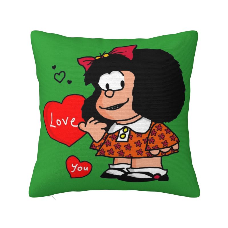 Quino Comic Cartoon Mafalda Throw Pillow Case Cm Home Decoration Cushion Cover Polyester Pillowcase Doublesided Printing