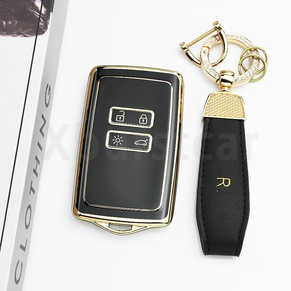 Gold Edge Tpu Shell Fob Car Smart Key Case Cover For Renault Talisman Espace Zoe Koleos Kadjar Clio Megane Scenic Dacia Sandero
