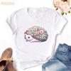Kawaii Hedgehog Printed T Shirt Girls Summer Fashion Tops Tee Shirt Femme Funny White Tshirt Unisex Harajuku Shirt