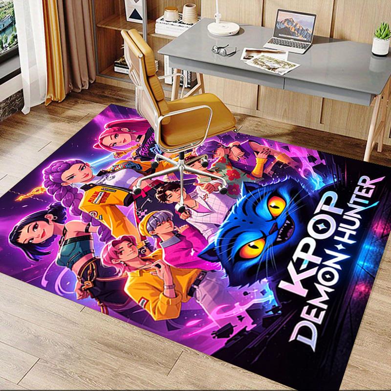 Kpop Demon Hunter Carpet For Playroom Bedroom Living Room Sofa Home Decorkids Game Area Rug Nonslip Floor Mat