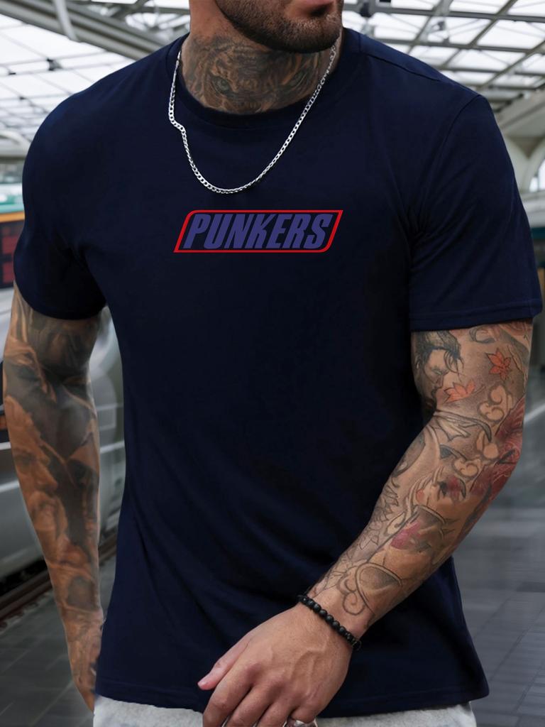 Kurzarm T-Shirt PUNKERS Herren 100% Baumwolle Musterbedrucktes Hemd Sommer Rundhals Atmungsaktiv Lässig Mode Cooles T-Shirt