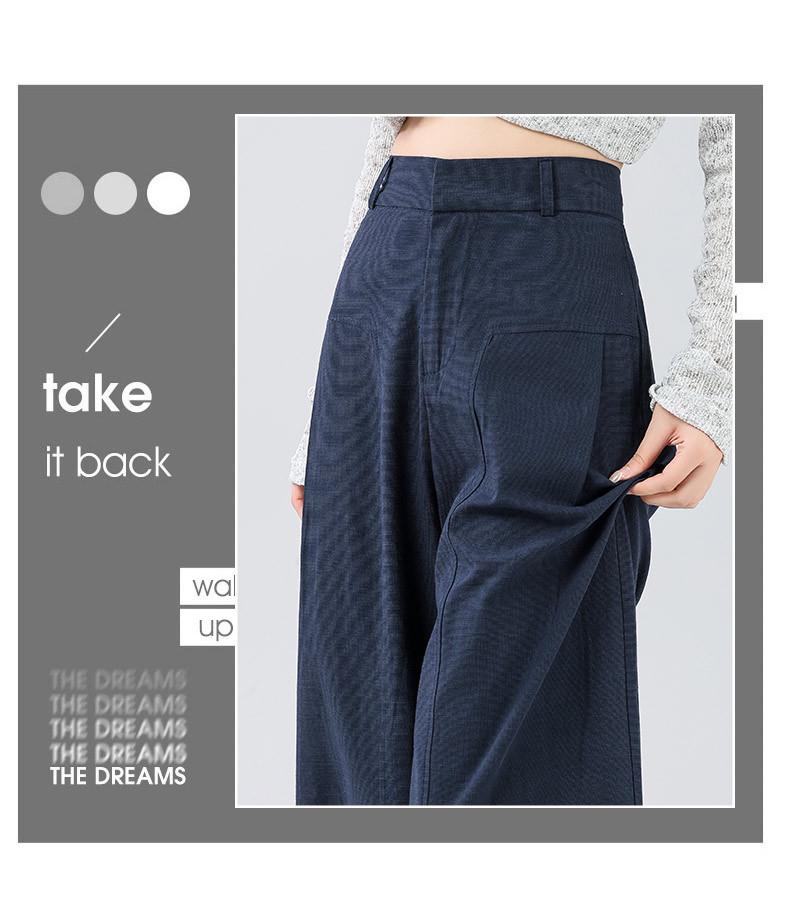 2026 Spring High-Quality Cotton Linen Wide-Leg Pants - Plus Size, High Waist, Versatile, Casual, and Floor-Length for Women