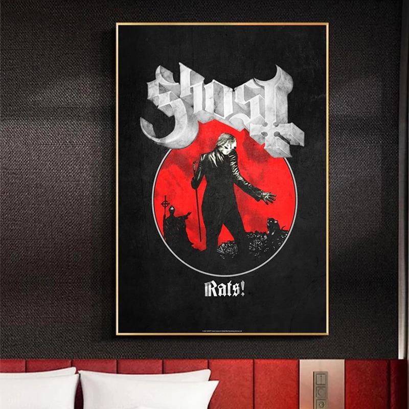 Abstraktes Ghost Band Poster Heavy Metal Band Wandkunst Leinwandmalerei Drucke HD Bilder für Wohnzimmer Kaffeehaus Bar Heimdekor