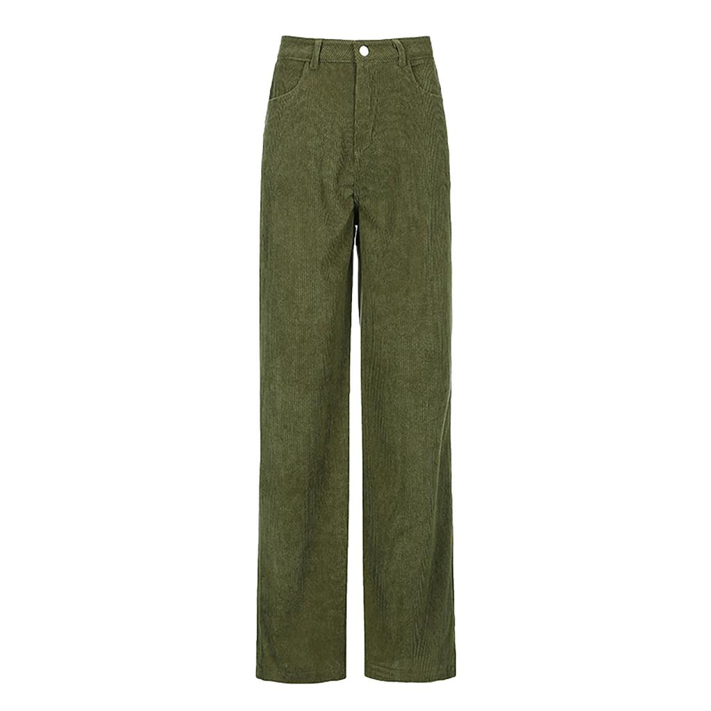 Damskie, solidne spodnie z szerokimi nogawkami ze średnim stanem, proste, luźne spodnie na co dzień