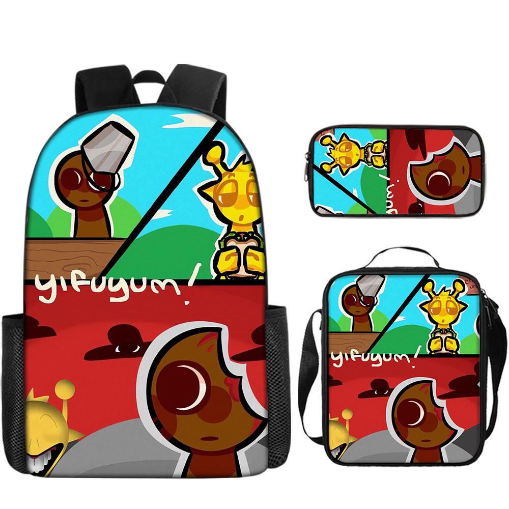 Game Incredibox Sprunki Pattern Large Capacity Three Piece Students School Bag