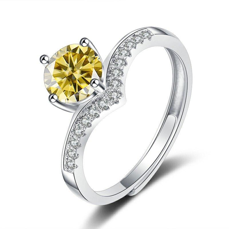 

Bague Ringen блискучий справжній муасаніт весільні каблучки змінного розміру для жінок найвищої якості 100% стерлінгового срібла 925 проба вишукані ювелірні вироби подарунок 2.0 Carat жовтий