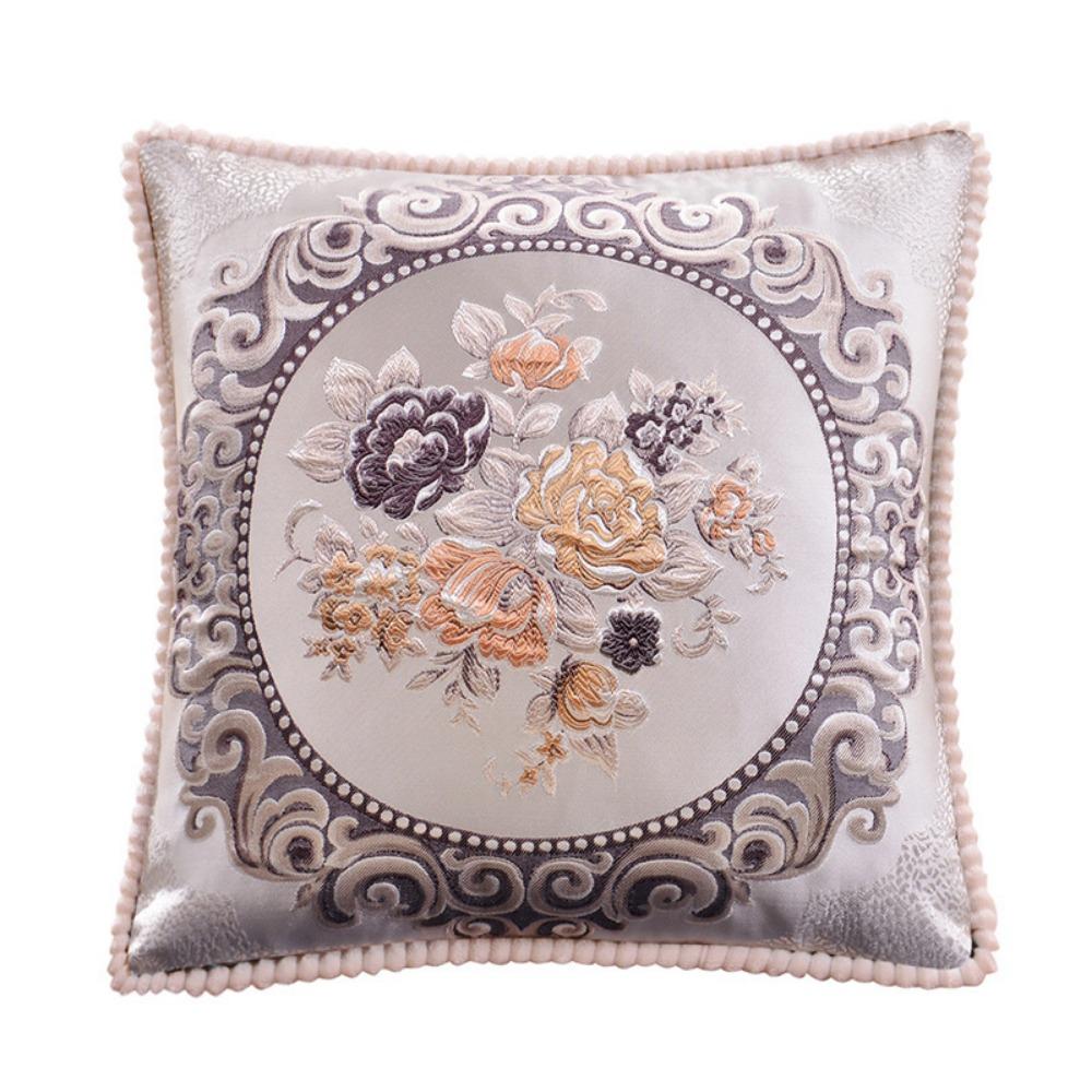 

Retro Decorative Jacquard Pillow Case Europe Style Throw Pillow Case Cushion Cover Sofa Decor Style A Beige