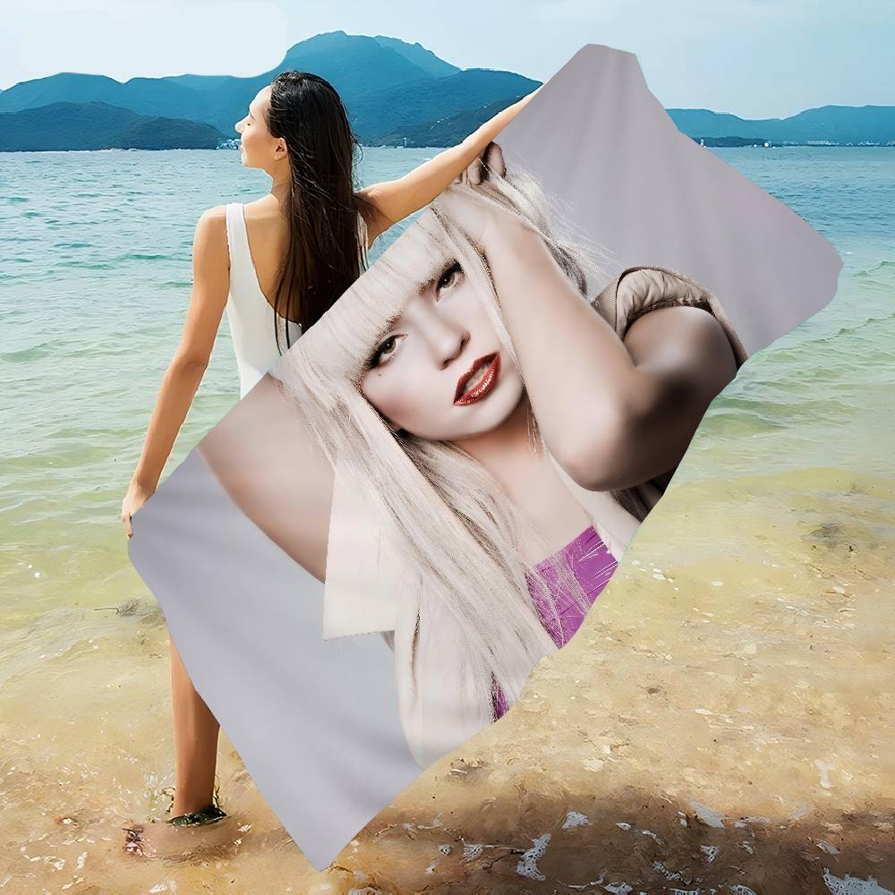 L-Lady Gaga Microfiber Printed Beach Towel Mountain Climbing Yoga Beach Swimming Running Absorbent Soft Towel