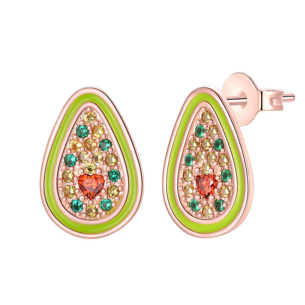 Miedziane Kolczyki Kobiety Dziewczyna Urocze Cyrkonie Seria Owocowa Wiśnia Truskawka Jabłko Winogrono Kolczyki Rocznicowy Prezent Biżuteryjny