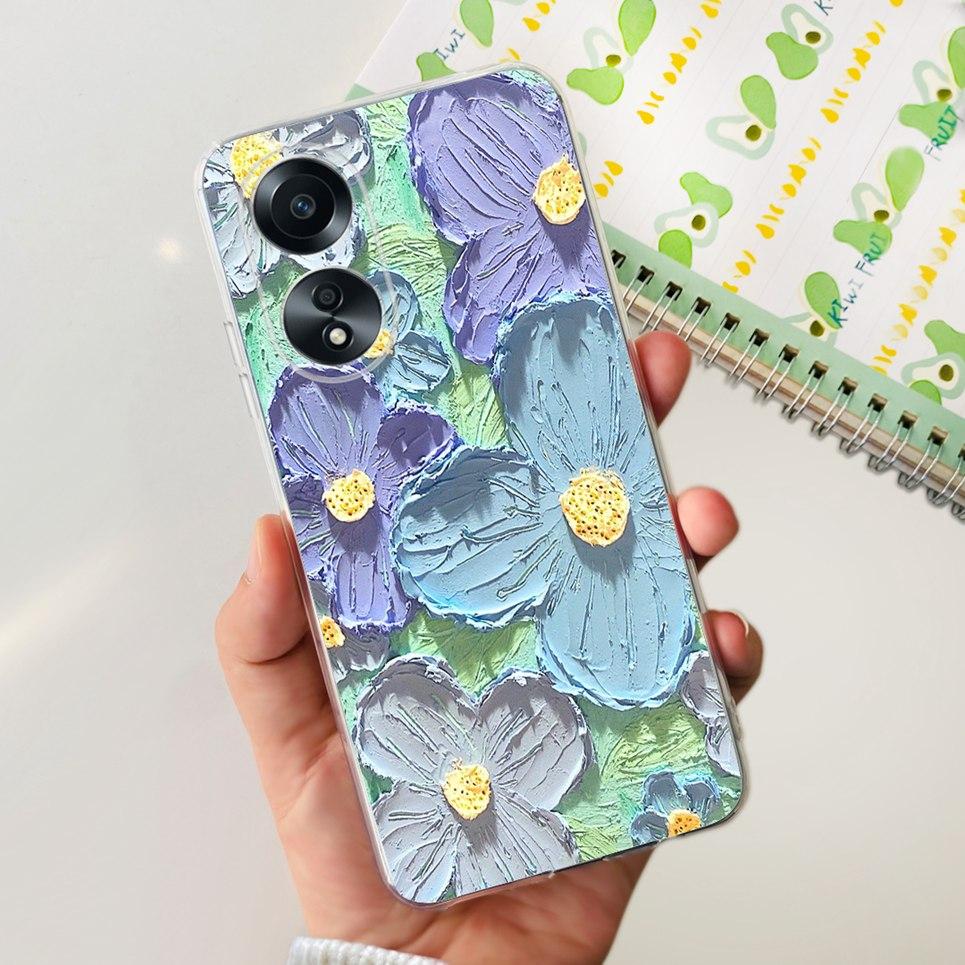 For Cover Oppo A58 4G CPH2577 Case Love Heart Butterfly Cover Shell For Oppo A78 5G 4G CPH2565 Soft Clear TPU Bumper Etui