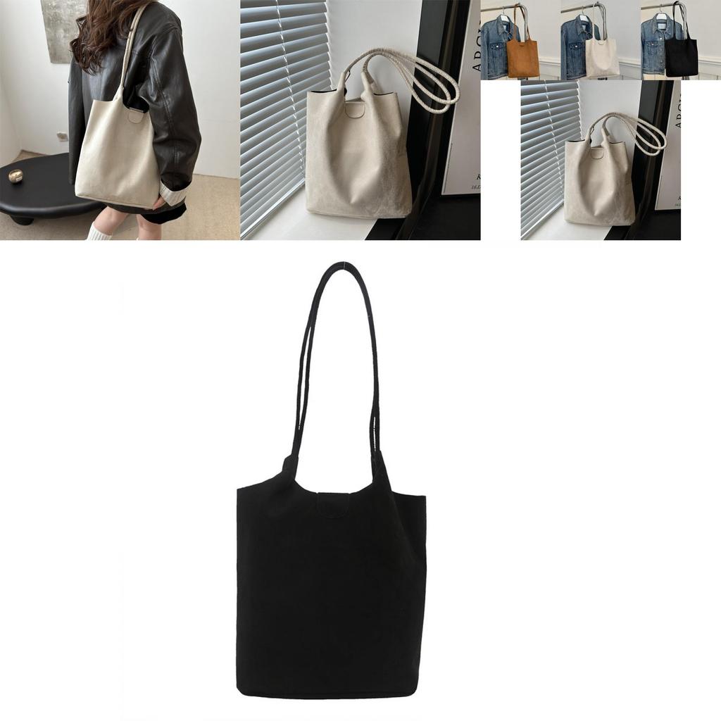 Trendy Vintage Large Capacity Canvas Tote Bag For Women In Black Brown And White Colors