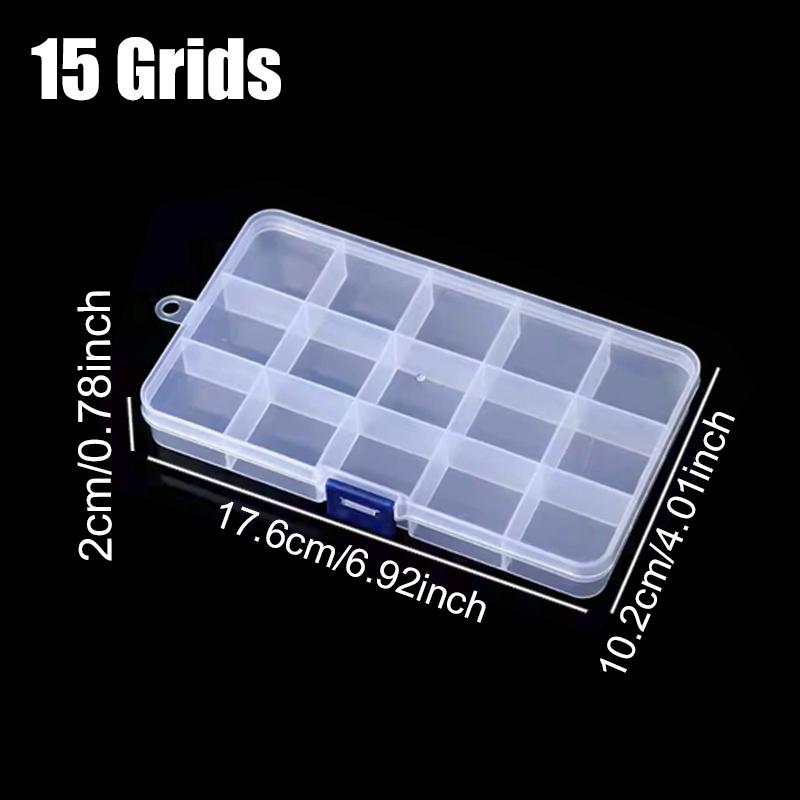 1PC Transparent Plastic Storage Box 10/15/24 Grid Portable Organizer Case Detachable Adjustable Jewelry Storage Nail Art Box ZYF