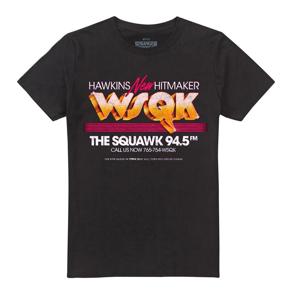 Stranger Things Wsqk Tv Advert Unisex 100% Cotton T-shirt Mens Tees Top S-2XL, Black 3XL