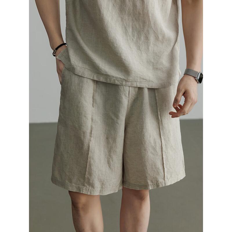 Hengyuanxiang Men's Linen Blend Casual Shorts