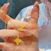 Vietnam Gold Fish Scale Clover Pendant Necklace, Women's Luxurious Clavicle Chain with Tassel & Crushed Ice Detailing.