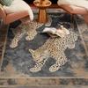 1PC Leopard Print Heart-shaped Area Carpet Floor Mat Suitable for Bedroom Living Room Balcony Terrace Room Home Decoration