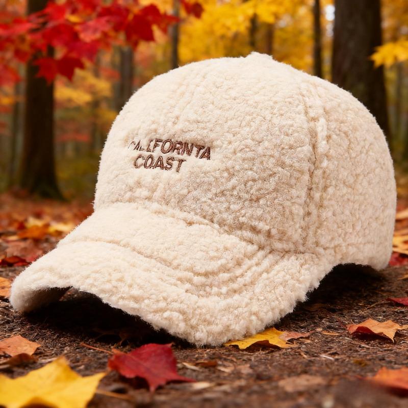 Fashion Autumn and Winter Embroidered Letter Versatile Duck Tongue Hat Women Thickened for Keep Warmth Adjustable Baseball Hat