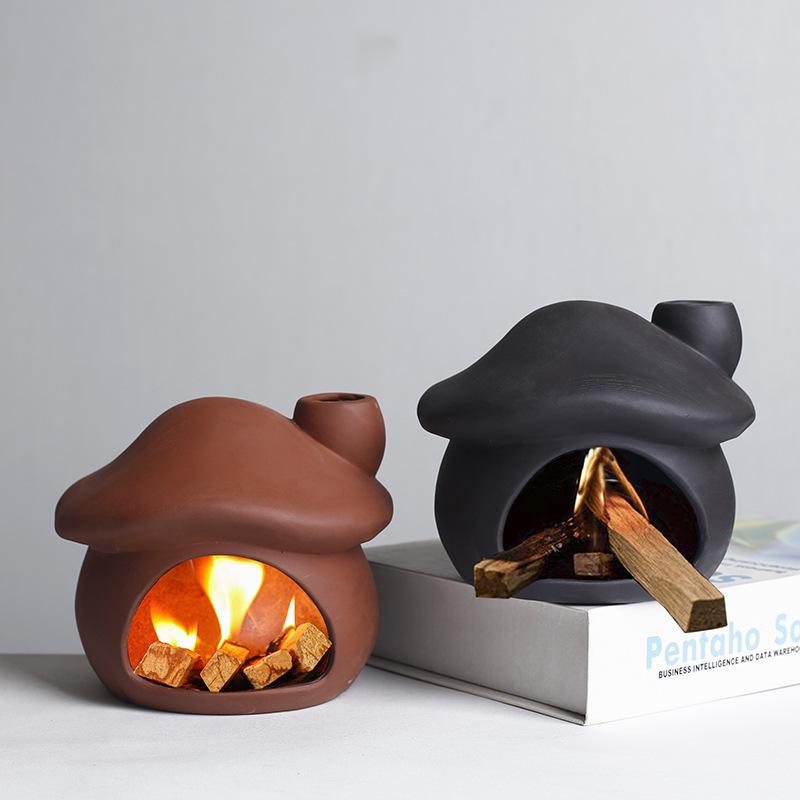 Mushroom House Ceramic Aroma Burner & Candle Holder for Palo Santo and Sage
