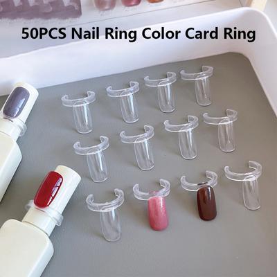 50Pcs Anel de exibição de unhas transparentes Anel de exibição de placa de cor faça você mesmo Anel de exibição de esmalte de unha Anel de cartão de exibição de cor para ferramenta de exibição de manicure