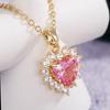 Caoshi Romantic Girl 'S Pink Heart Necklaces Aesthetic Neck Pendants For Women Graceful Accessories Gorgeous Bridesmaids Gifts